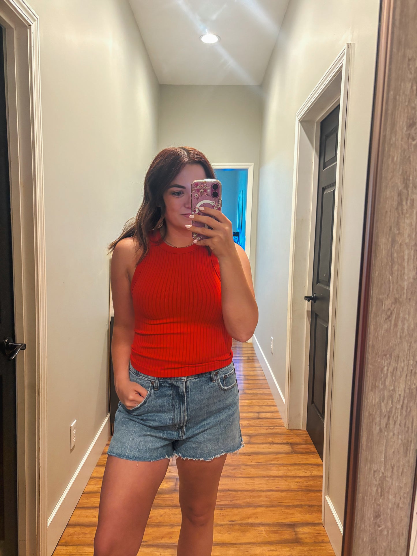 Ruby Red Ribbed Tank