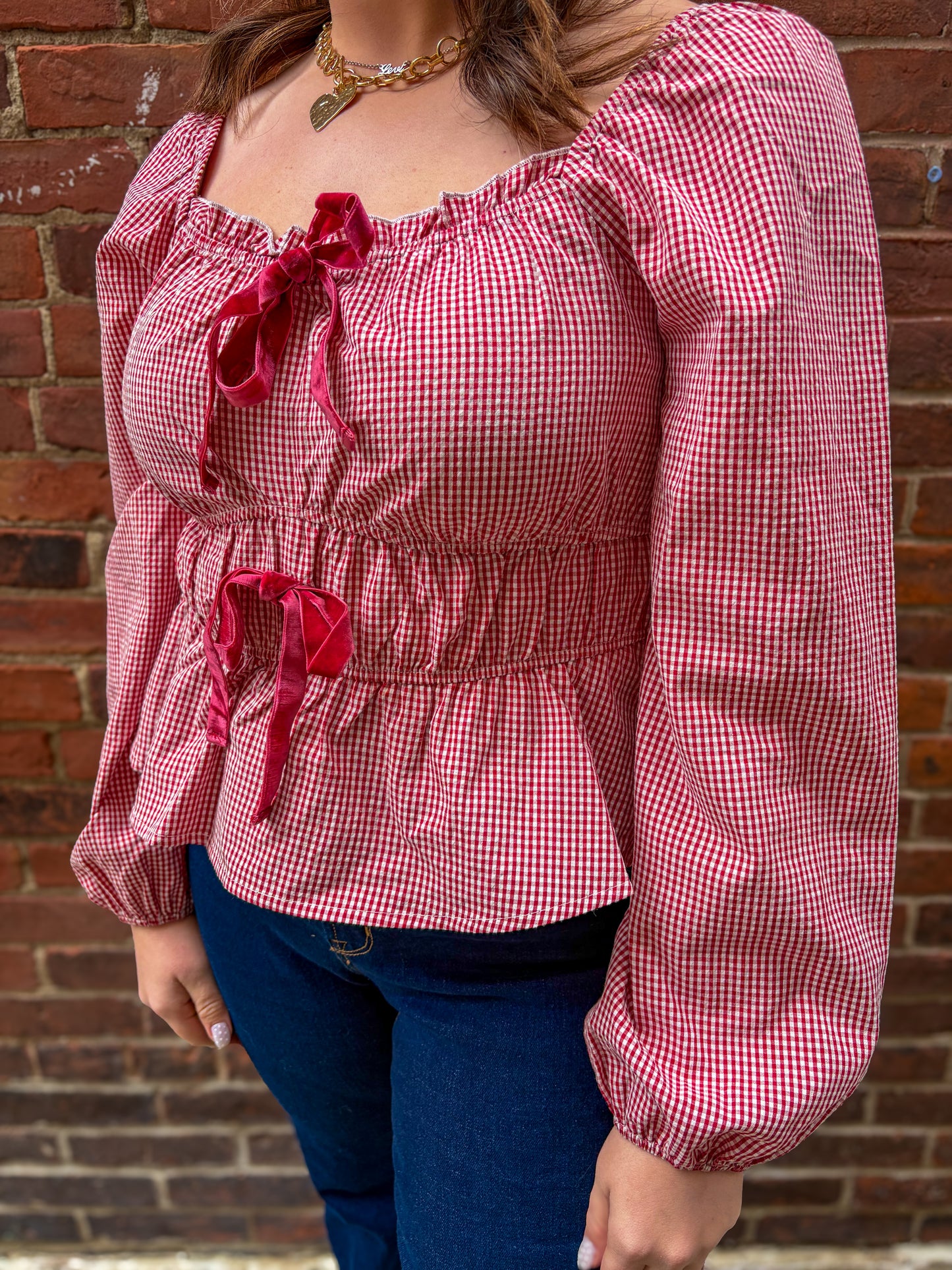Gingham Sweetheart Top