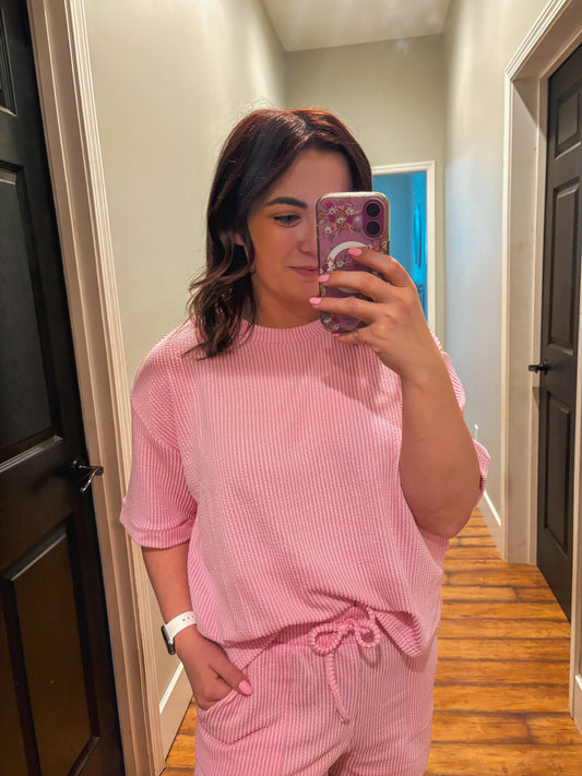 Pink Haze Ribbed Set
