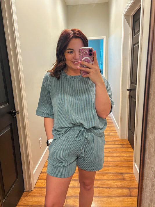 Jade Haze Ribbed Set