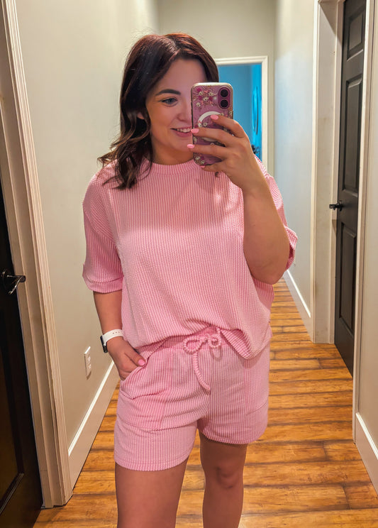 Pink Haze Ribbed Set