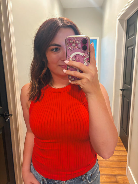 Ruby Red Ribbed Tank
