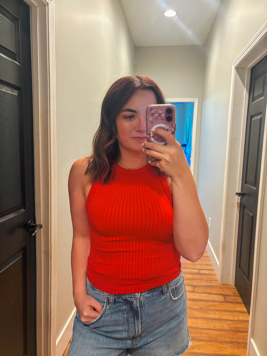 Ruby Red Ribbed Tank