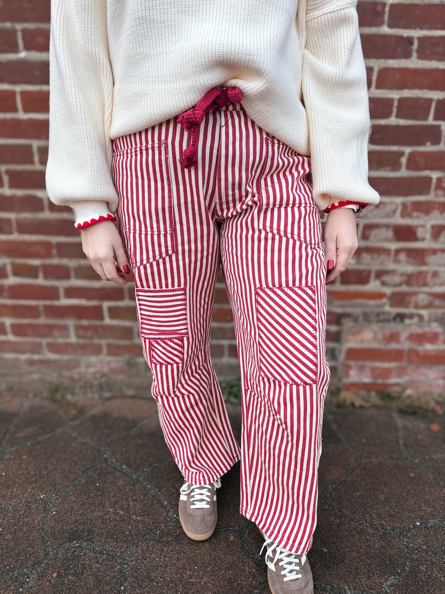 Cherry Stripe Patch Pants